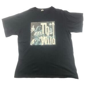 Rare The Who Band T-Shirt Large Black Graphic Logo Print Vintage Rock USA
